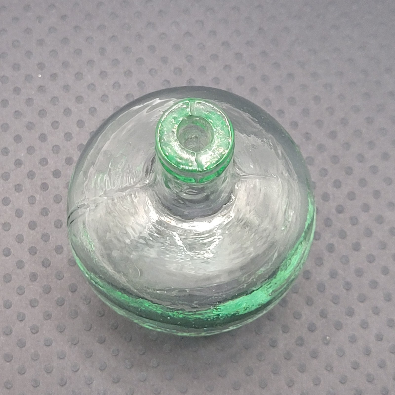 Green Tint Miniature Clear Glass Bottle Jug Balloon Stem Vase Decorative