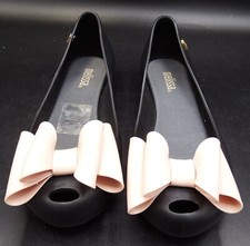 Melissa Girls Ultragirl Sweet Black Cute Bow Slip On Jelly Flat Shoes sz 1 NEW