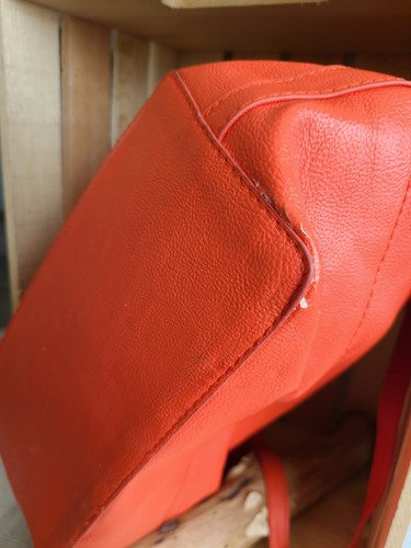 Lulu By LuLu Guinness Shoulder Bag Top Handle Purse Orange Pebble Faux Leather - Picture 6 of 7
