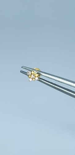 Diamant Blume Ohrstecker 14k Solid Gold Körper Piercing Schmuck Nase Geschenk - Bild 9 von 24