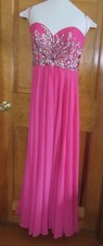 Pink Blush Prom Dress with beaded top Size 2 Sparkle Strapless EUC
