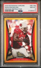 2008 BOWMAN CHROME ORANGE REFRACTOR #BC168 ANQUAN BOLDIN 14/25 PSA 8