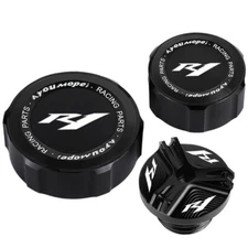 Front Rear Brake Fluid Reservoir Cover Oil Filler Cap For YAMAHA YZFR1 2010-2022