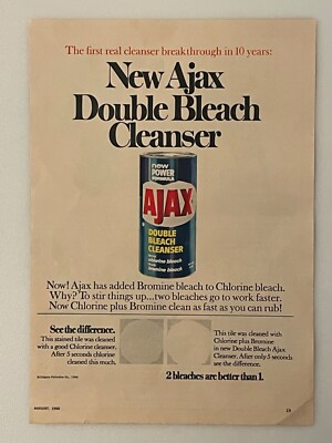 Vintage 1966 Ajax Double Bleach Cleanser Print Ad  2 Bleaches Are Better Than 1 