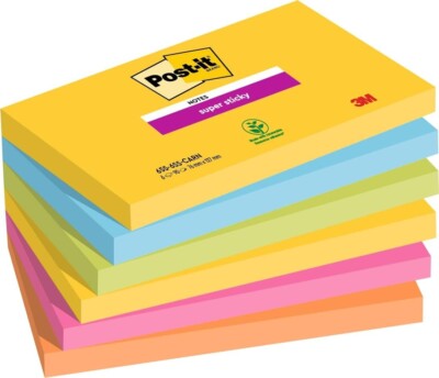 Post-it Super Sticky Notes Carnival Collection 6 Blöcken 76x127 mm 655-6SS-CARN