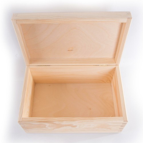 Rectangular Wooden Box with Lid | 21.5 x 13.5 x 10 cm | Plain Decorative Pine - Picture 7 of 9