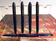 LOT OF 5 BLUE BULLET CAPPED BALLPOINT PEN w/ clip-GREAT POCKET PEN