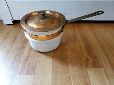 B & M Douro Ceramic Double Boiler W/ Lid NO COPPER BOTTOM PAN Made In USA