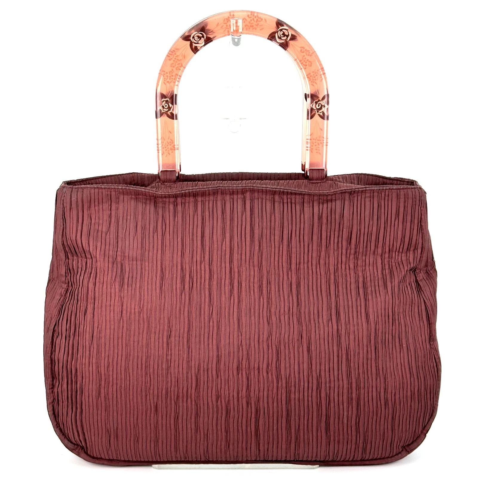 【RARE!!!!!】Sac à main Christian Dior Bordeaux poignée motif rose authentique AB