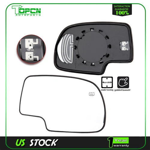 For Chevy Silverado GMC Sierra Power Heated Passenger Side RH View Mirror Glass