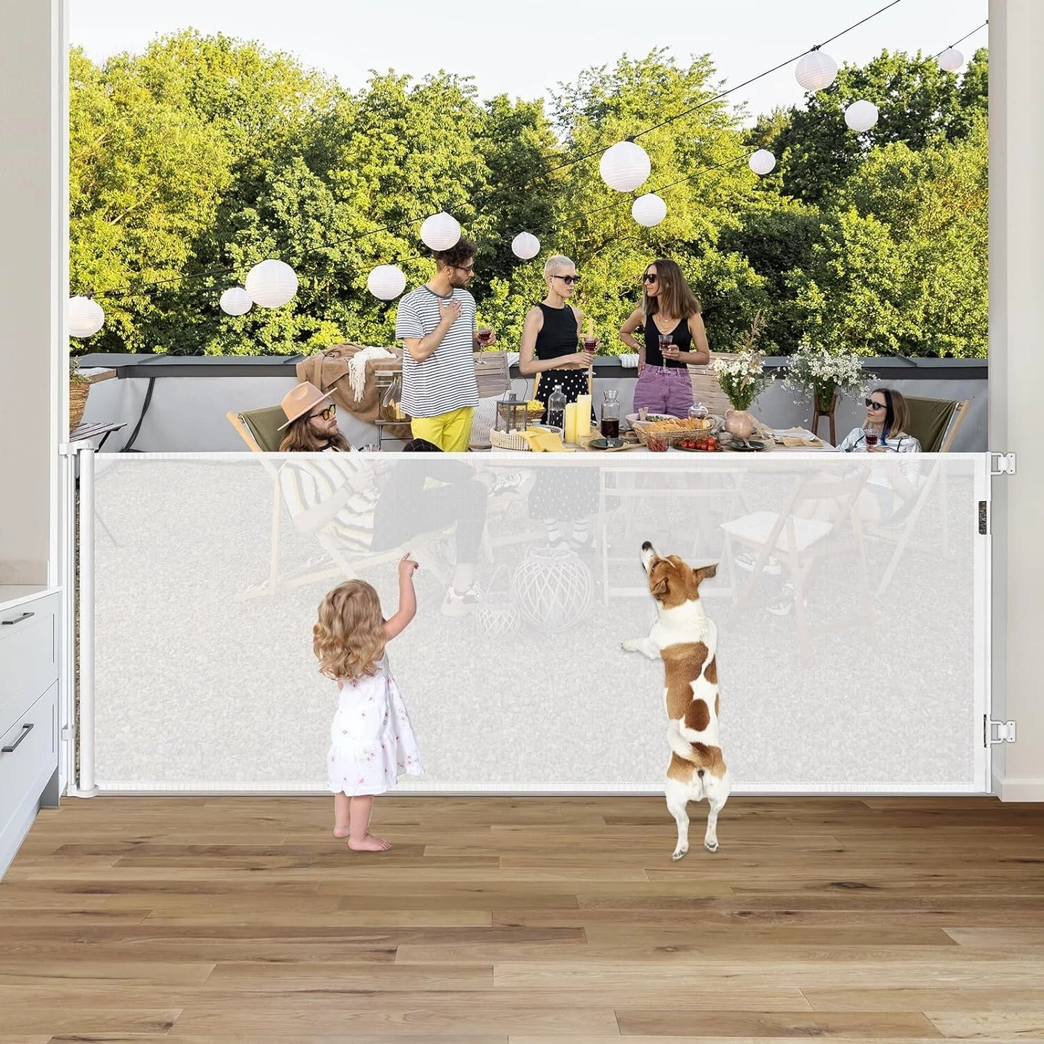 135" Extra Wide Retractable Baby Gate – 42" Tall Indoor Outdoor Safety Barrier