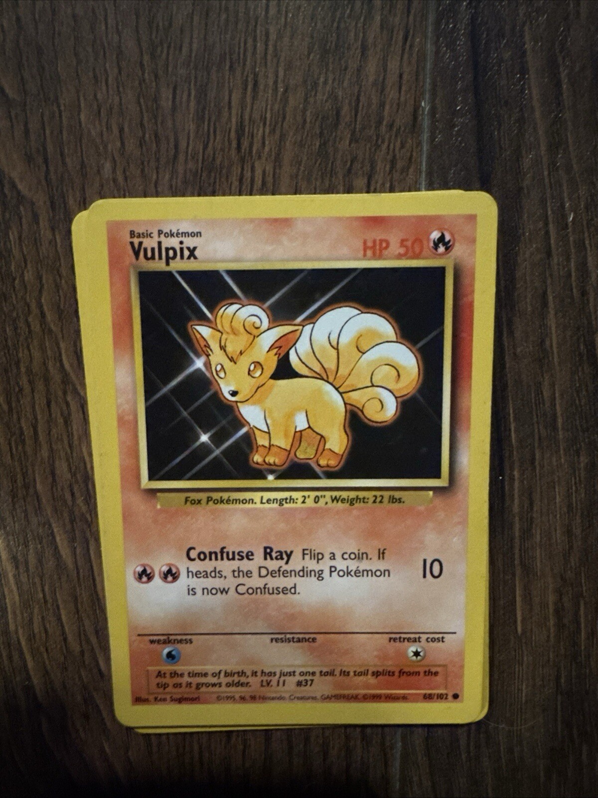 1999 Vintage WOTC Pokemon Base Set Vulpix #68/102 - NM