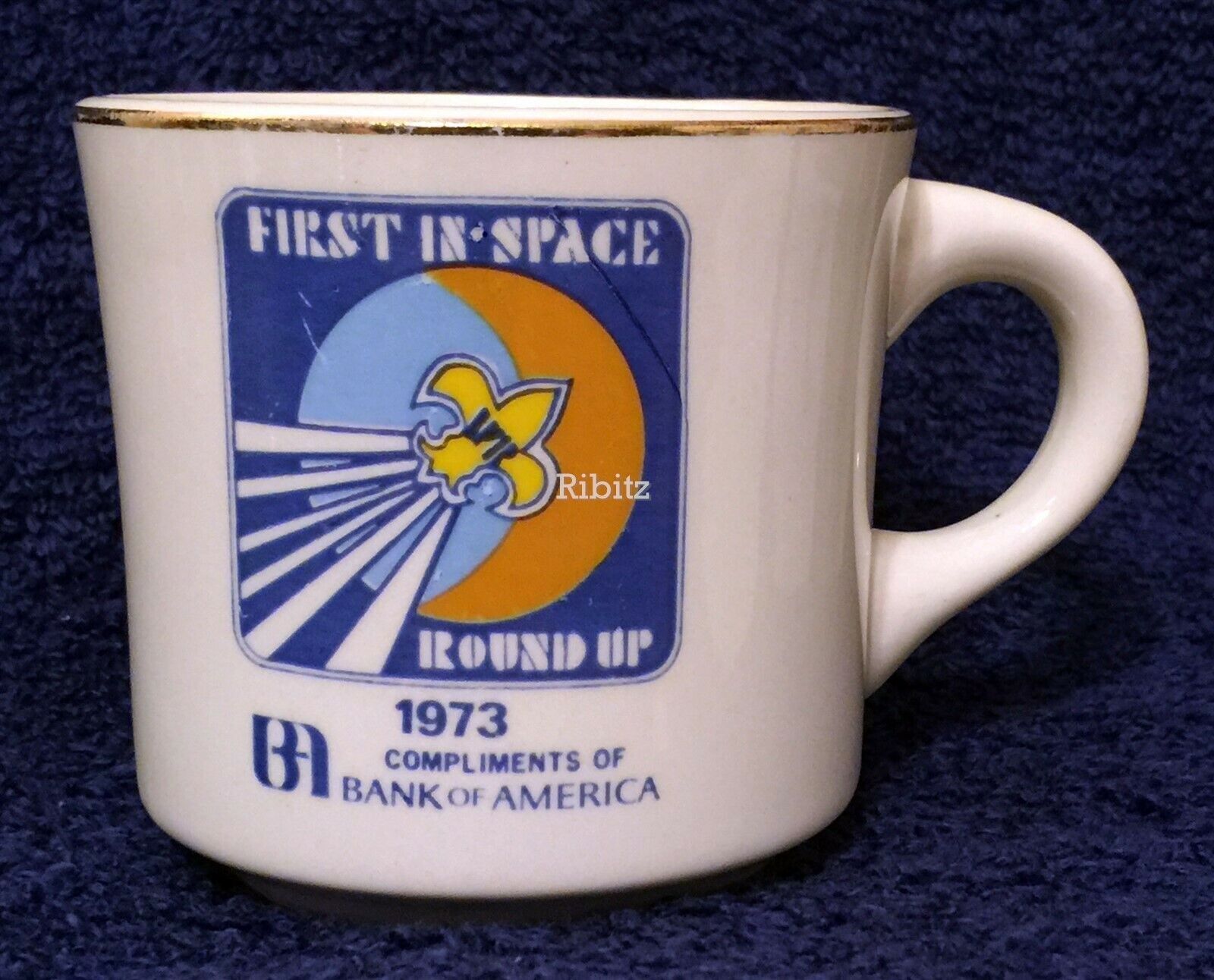 BSA Mug - WESTERN REGION Scout Roundup 1973 FIRST IN SPACE -Bank of America RARE