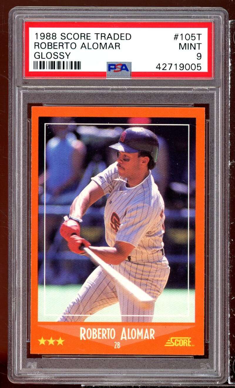 Roberto Alomar Rookie Card 1988 Score Traded Glossy #105T PSA 9