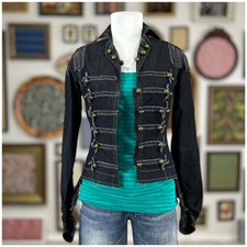 Byron Lars Beauty Mark Military Denim Jacket Womens Size 4 Nwt Michael Jackson