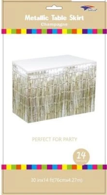 Champane Metallic Table Skirt Wedding Bridal Decor Birthday Party Celebration - Photo 1/4
