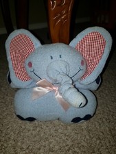VTG JUST FRIENDS Blue Musical Plush Elephant Crib Toy Excellent Condition!