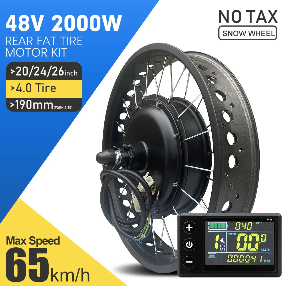 48V 2000W E-bike Conversion Kit 20 24 26inch Rear Wheel Hub Motor