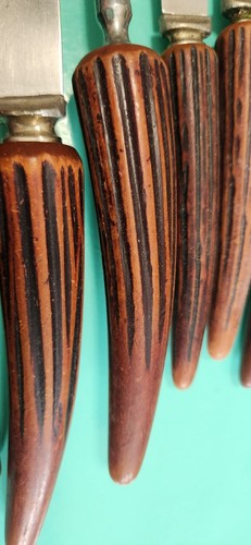 8-Vintage Crown Crest Sheffield England Carving Set Plastic Handle Elk Sharpener - Picture 5 of 18