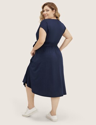 NWT BloomChic Womens Navy Blue Solid Rainbow Neckline Pocket Dress 18-20/2X  | eBay