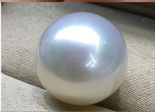 Huge 14-15mm Natural south sea genuine white round loose pearl half drilled AAA