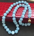 Natural 8/10/12mm Blue Aquamarine Round Gemstone Beads Necklace 18'' AAA