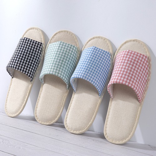 Womens Mens Indoor Slippers Anti-slip Linen Summer Open Toe Home Flat Slippers - Picture 11 of 15