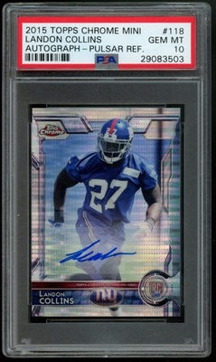 #ad Landon Collins 2015 Topps Chrome Mini #118 Autographs Pulsar Giants PSA 10 # 15 $99.99