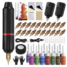 Complete Wireless Tattoo Kit with Machine, Needles, Inks, and Batteries