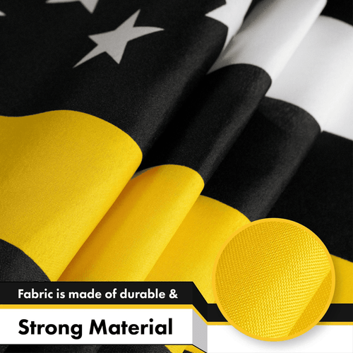 Bandiera Americana Linea Giallo Sottile 3x5 Ft Confezione da 10 Poliestere Stampato 150D - Foto 4 di 5