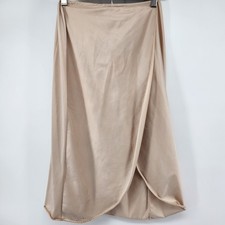 Vtg Shiny Soft Nylon  Chiffon Half Slip Skirt Small Kayser Satin Wrap Nude