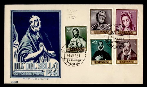 DR WHO 1961 SPAIN FDC STAMP DAY ALONSO CACHET COMBO ART M68146