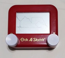 Pocket Etch A Sketch Mini Small Toy Color Red Pre-owned