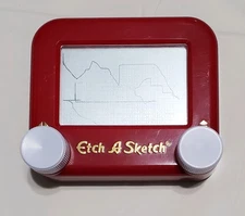 Pocket Etch A Sketch Mini Small Toy Color Red Pre-owned 