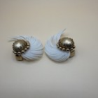 Napier Set Vintage Earring And Brooch Gold Tone And Resin Feathers 50-60s Estate — photo 7