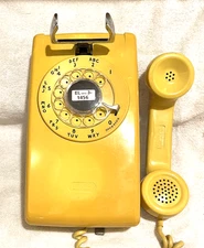 1972  Western Electric Bell System Yellow Wall Rotary Phone AB 554