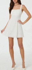 ASTR The Label White Eyelet Milkmaid Embroidered Mini Dress Large Homecoming