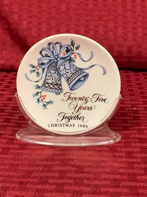 Twenty Five Years Together - Christmas 1986 3 1/2'' collectors plate with stand