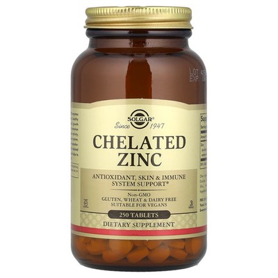 Chelated Zinc, 250 Tablets (22 mg per Tablet)
