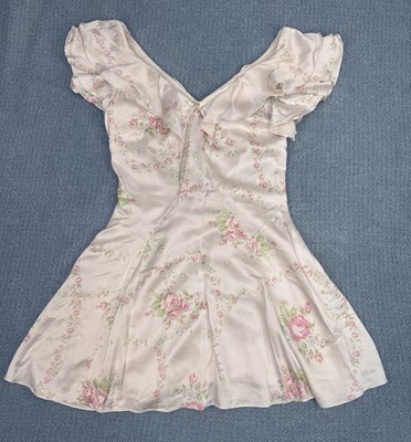 LoveShackFancy Frankie Dress Angelic Pink Floral Silk Ruffle Mini Size 00