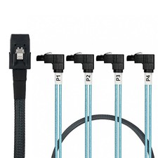 Mini SAS to SATA Cable 90 Degree 3.3FT 36Pin SFF-8087 to 4X SATA 7Pin