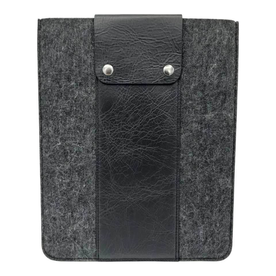 Notebook Laptop Tablet Tasche bis 13 Zoll Schutzhülle Schwarz Echtleder Filz - Bild 2 von 4