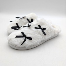 Mia Cozi Faux Fur Slide Slippers Shoes Women's White/Black Size US8M EU38