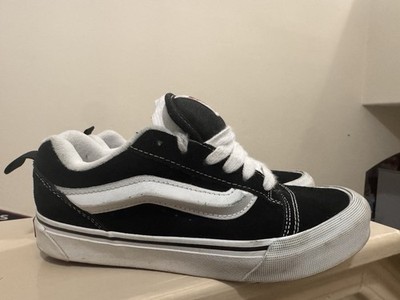 Vans Knu Skool Black White Skate Shoes Suede Canvas 5.5 Men's and