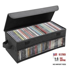 CD Storage Box, CD Case Holder with Handles 1 pack