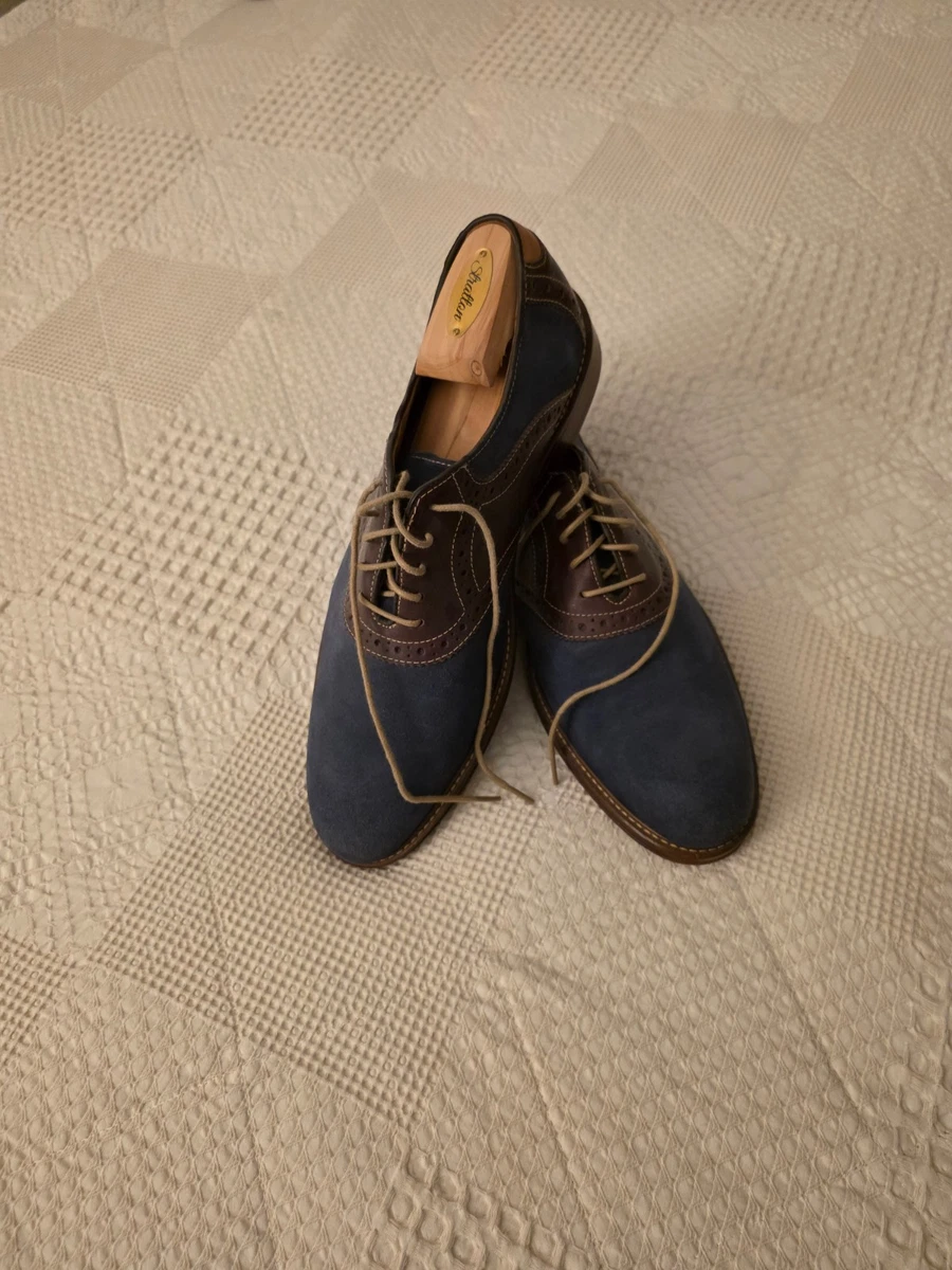 Men\'s 8.5 Blue Casual Lace-Up Derby Shoes  Johnston & murphy J&M Johnston Murphy Derby Blue/Brown Leather Suede Round Toe  main image 3