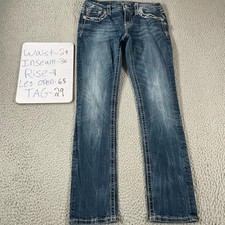 Miss Me Signature Straight Rhinestone Stretch Jeans Womens Size 29 Fits 29x30