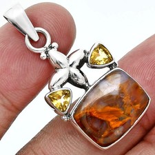 Pietersite - Namibia & Citrine 925 Sterling Silver Pendant Jewelry P-1673