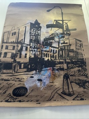 Original Media Painting 29.5  X 24  125th Street Harlem NYC. Artwork. Signed