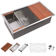 Dcolora 36" Undermount Kitchen Sink Workstation 16 Gauge Kitchen Sink 36"x19"x10